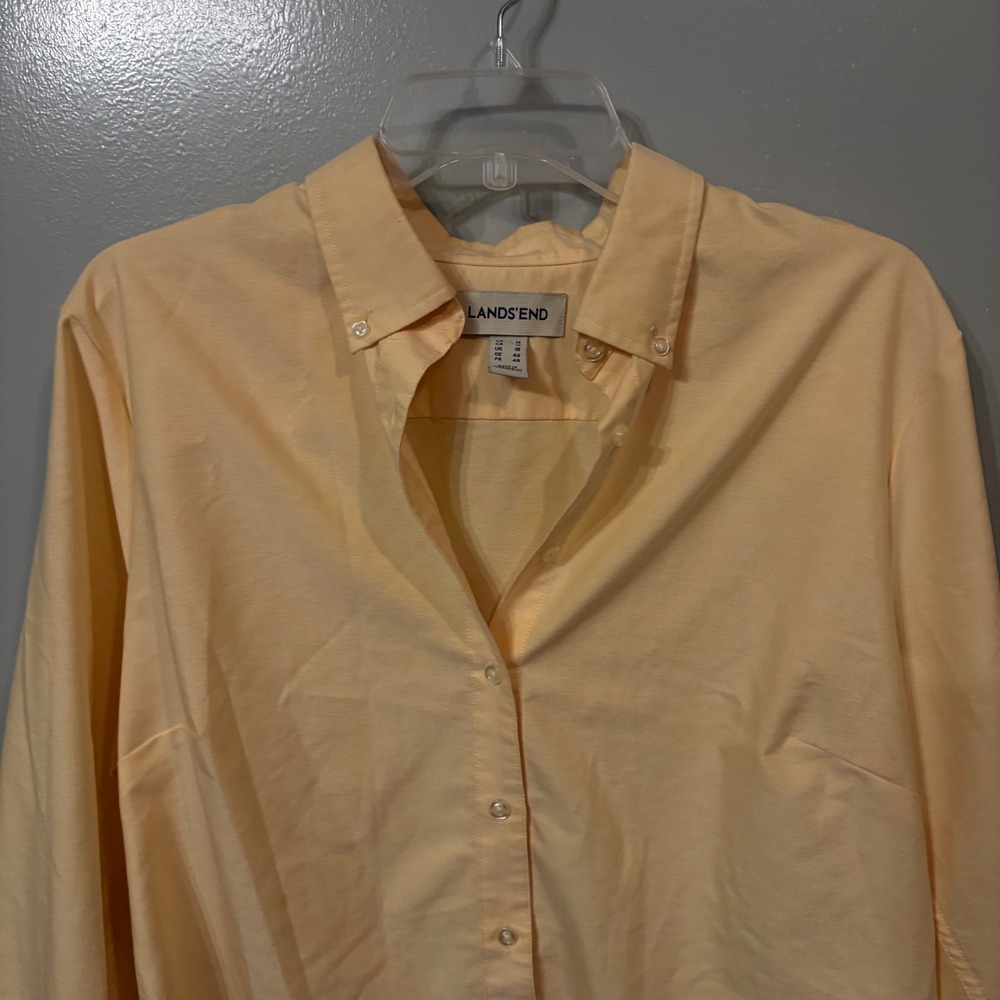 Lands'‎ End Yellow Button Down Long Sleeve Career Office Shirt (Women's Size 16)